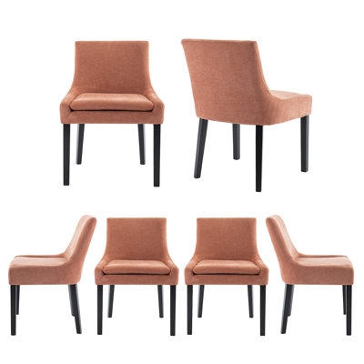 Chaise d'appoint rembourrée en bois massif Corduroy (ensemble de 6)