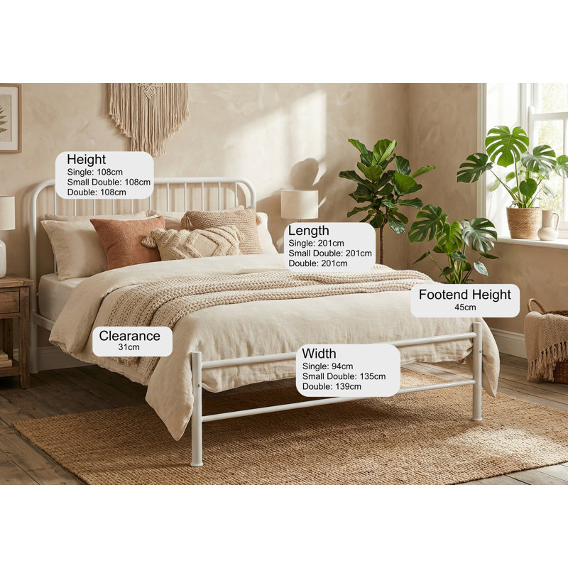 Buster Bed Frame , Small Double (4'), White