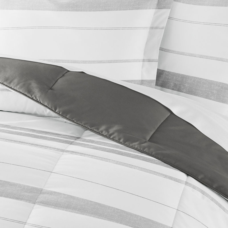 Gray Twin Reversible Down Alternative Microfiber Comforter Set