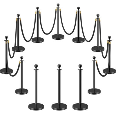12 Piece Strut And Velvet Rope Sturdy Base With Stainless Steel Strut