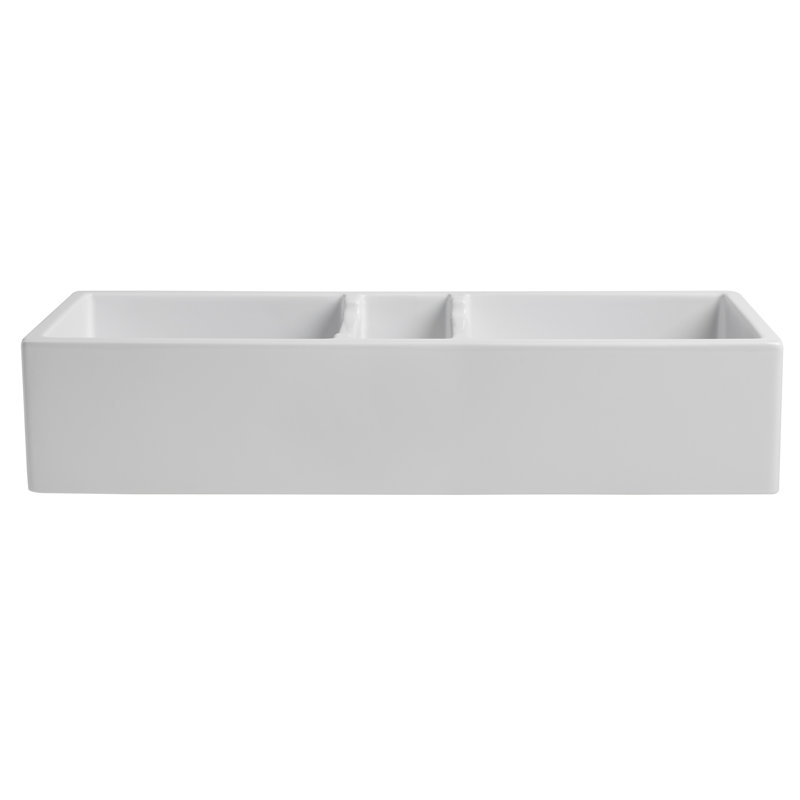 Cape 47.25'' L Triple Bowl Fireclay Kitchen Sink, White