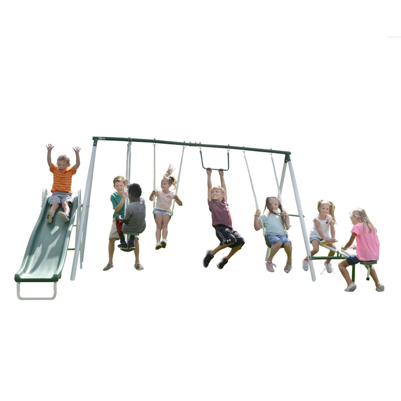 Ensemble de balançoire Sportspower Live Oak avec garantie à vie sur glissade de 6 pi, idéal pour les enfants de 3 à 8 ans