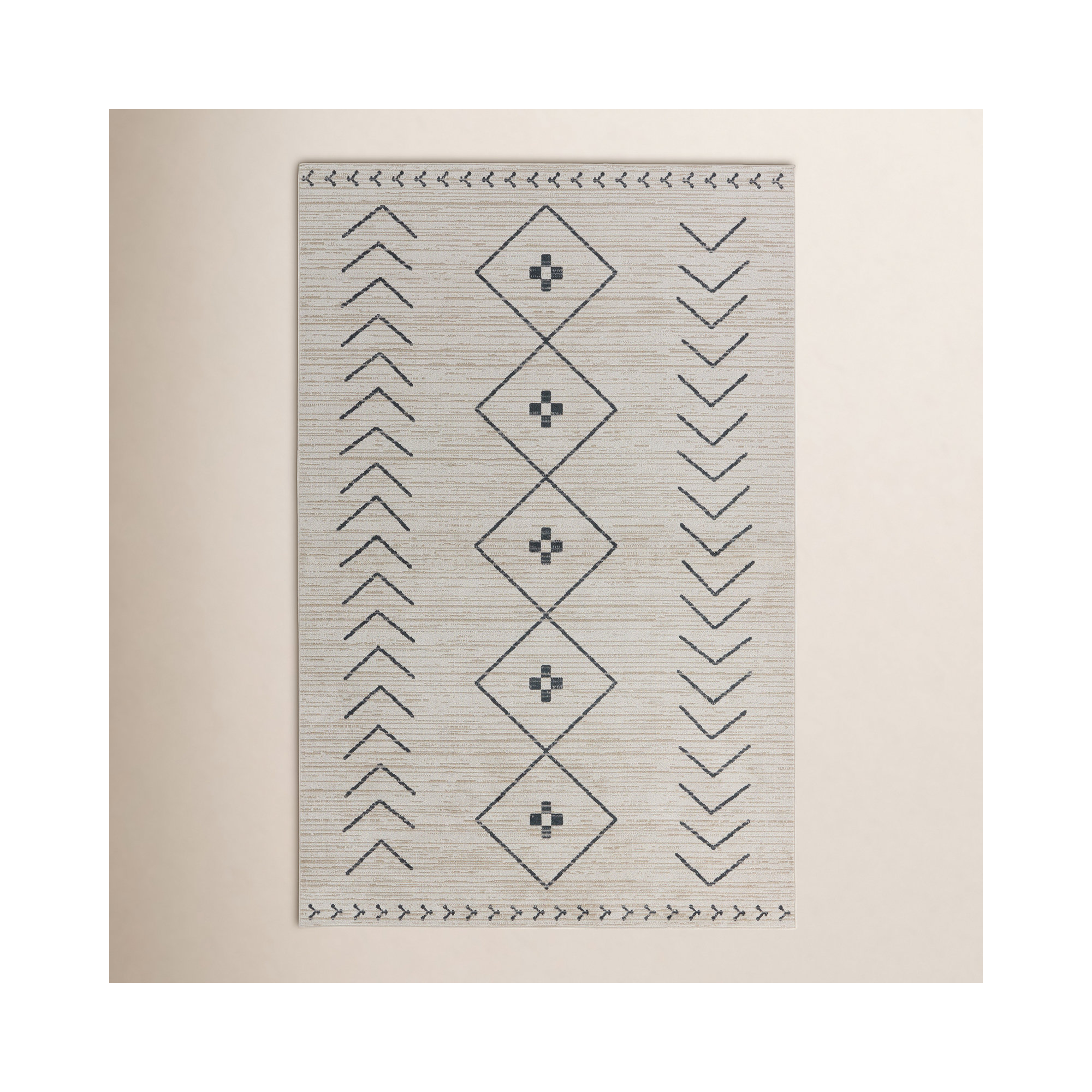 Phoebe Cream/Dark Slate Rug, Rectangle 6'7" x 9'6"