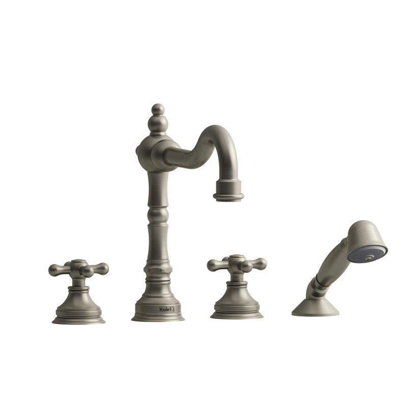 Retro™ 4-Hole Deck Mount Tub Filler, Cross Handle, Chrome