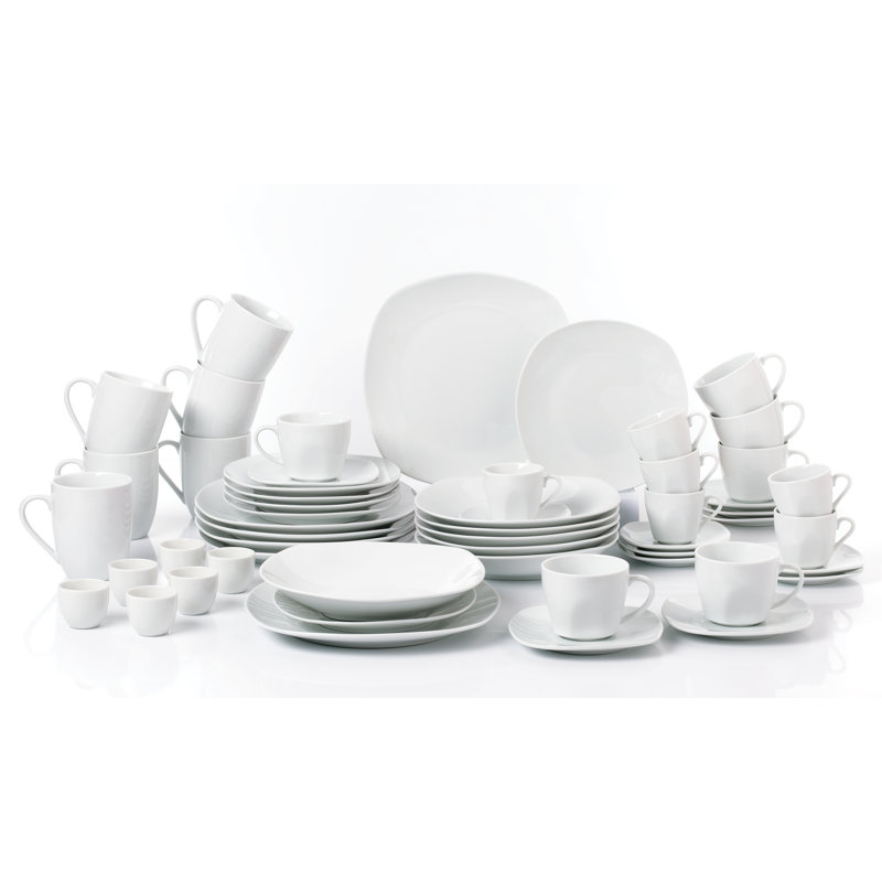 Waterside 54pc White Square Athena Porcelain Dinner Set