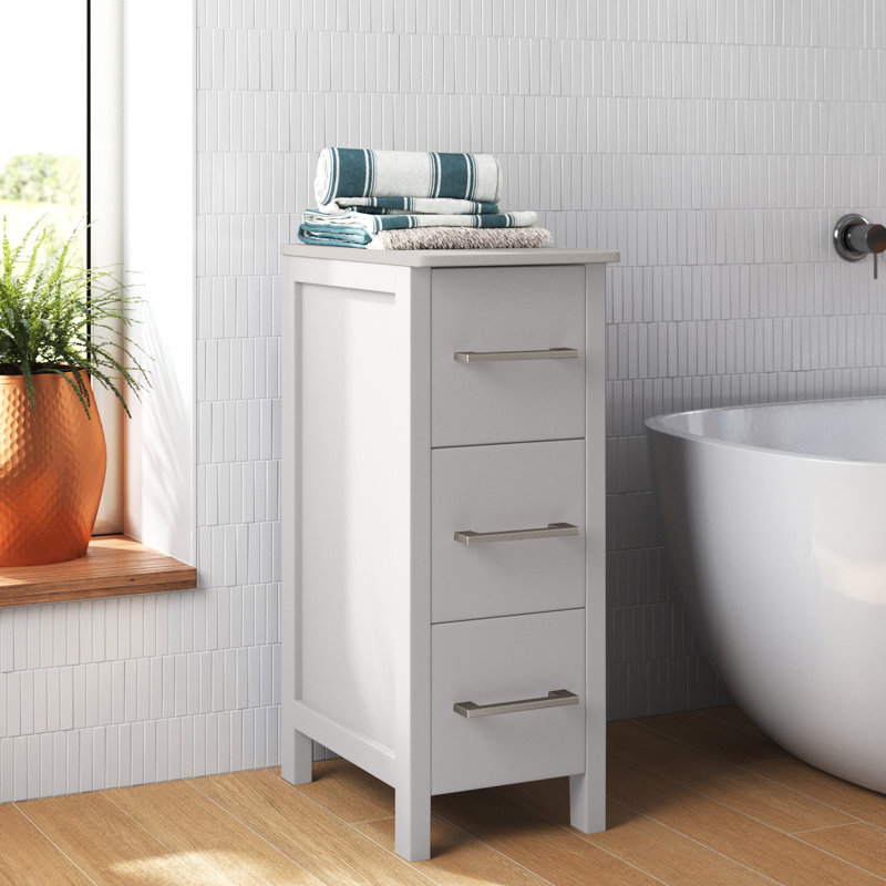  11.6" W x 33.5" H x 17.7" D Free-Standing Bathroom Cabinet, White