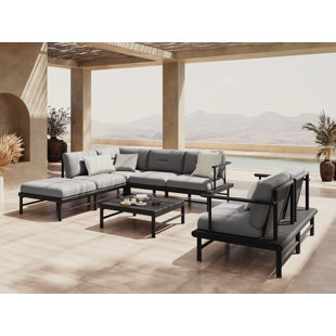 230cm Wide Ash Patio Sectional with Cushions
