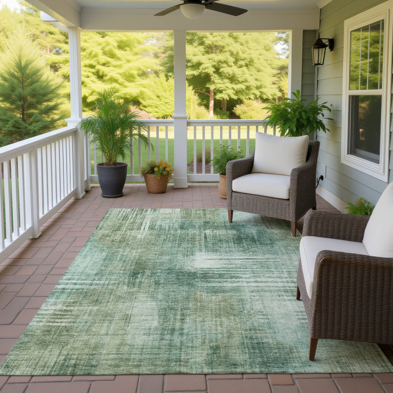 Machine Washable Indoor/Outdoor Chantille ACN2718 Abstract Rug, Fern, 9' x 12'