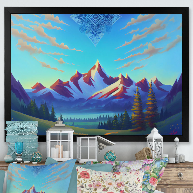 Mandala dans le ciel au-dessus de la vallée - impression, H 12 po x l 20 po x P 1 po, Impression noire sur toile encadrée