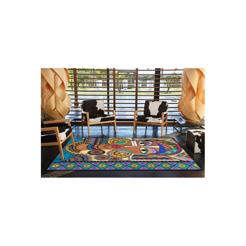 Tapis de sol géométrique tissé en paille pour femme, Rectangle 2 pi 4 po x 4 pi