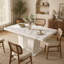 Table de salle à manger extensible pour table de cuisine extensible en bois de faux marbre blanc moderne 6-10 avec base à double colonne, grande table de salle à manger rectangulaire (table seulement)