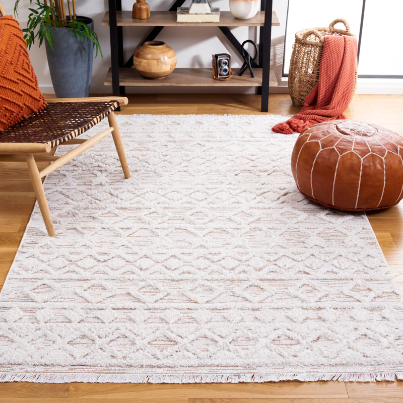 Tapis ivoire / beige Helgeson, Carré 4 pi
