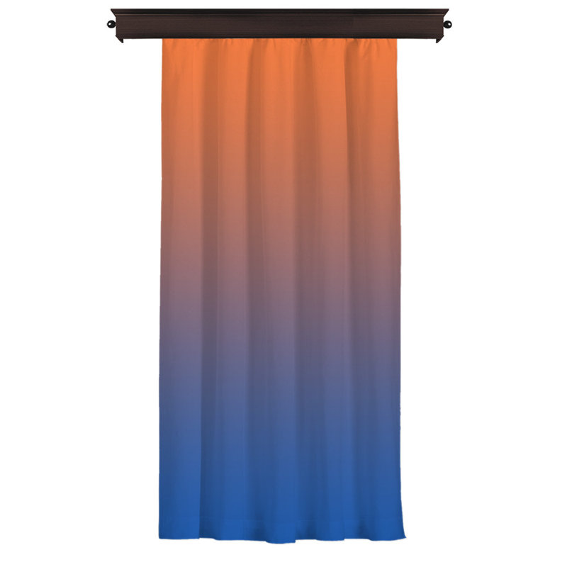 Rideau en polyester Asmah, Bleu / orange, L 55 po x L 102 po