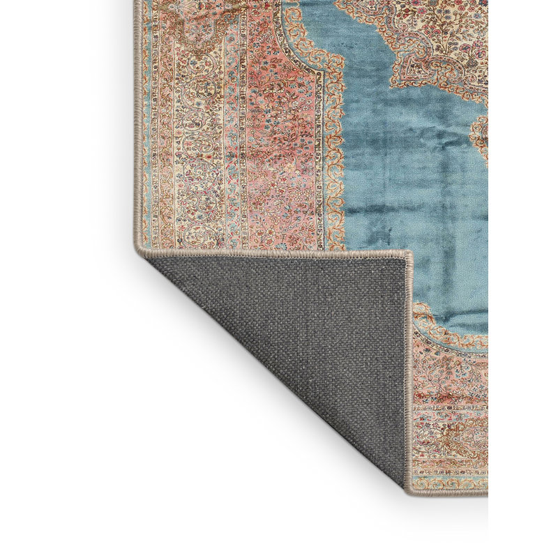 Tapis traditionnel brun / bleu, Rectangle 5 pi x 7 pi