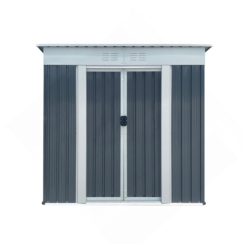 Outdoor Storage Sheds 6Ftx4ft Pent Roof Grey, 72.5" H x 45.7" W x 74.7" D, Gray