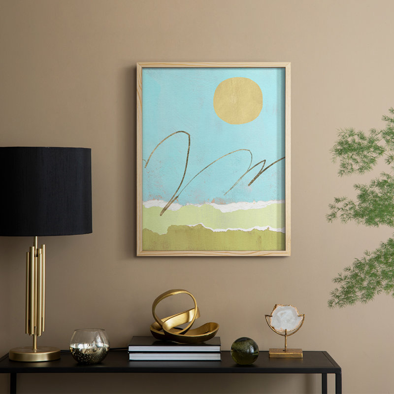 «Green and Gold Pcied Landscape II», reproduction encadrée - bois massif, H 15 po x l 12 po