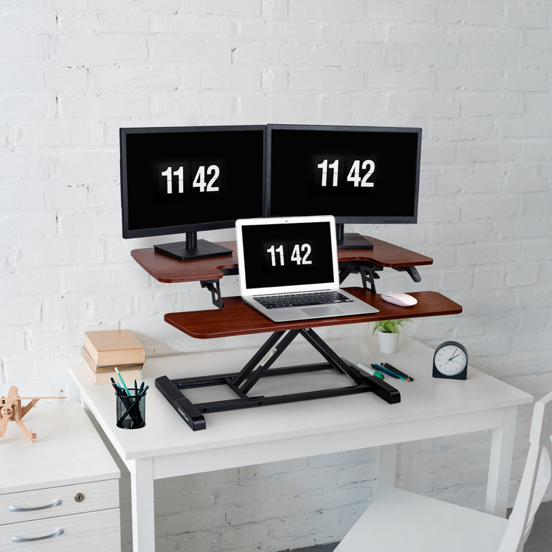 Murray Home Office Standing Desk Converter, Beige/Black, 19.6" H x 36" W x 24.9" D