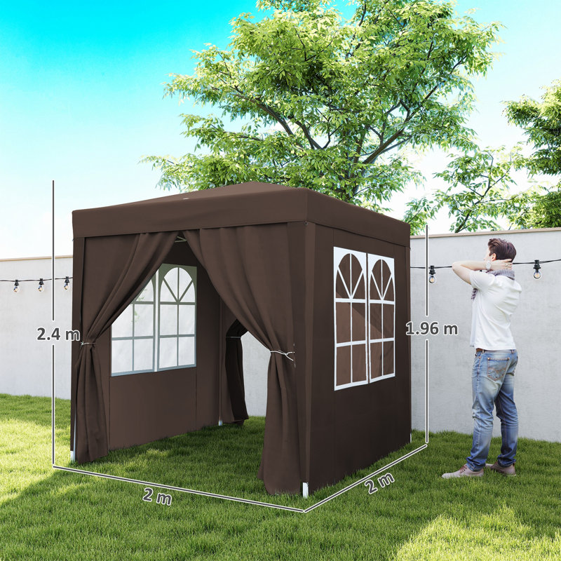 2m x 2m Steel Pop-Up Gazebo, Coffee
