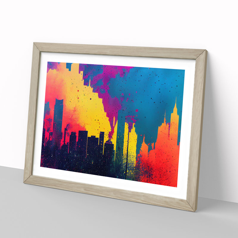 Skyscraper Skyline Splash Vol.3 Abstract - Framed Print, Oak, 46cm H x 64cm W x 2cm D