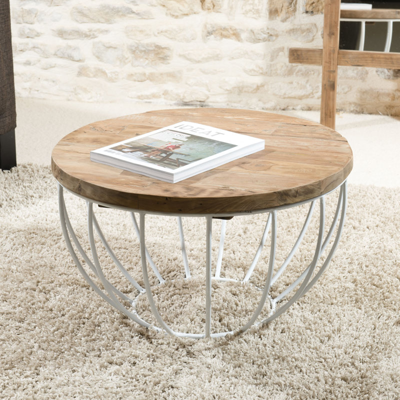 Sandrine Pedestal Coffee Table, Natural, 34.5cm H x 60cm W x 60cm D