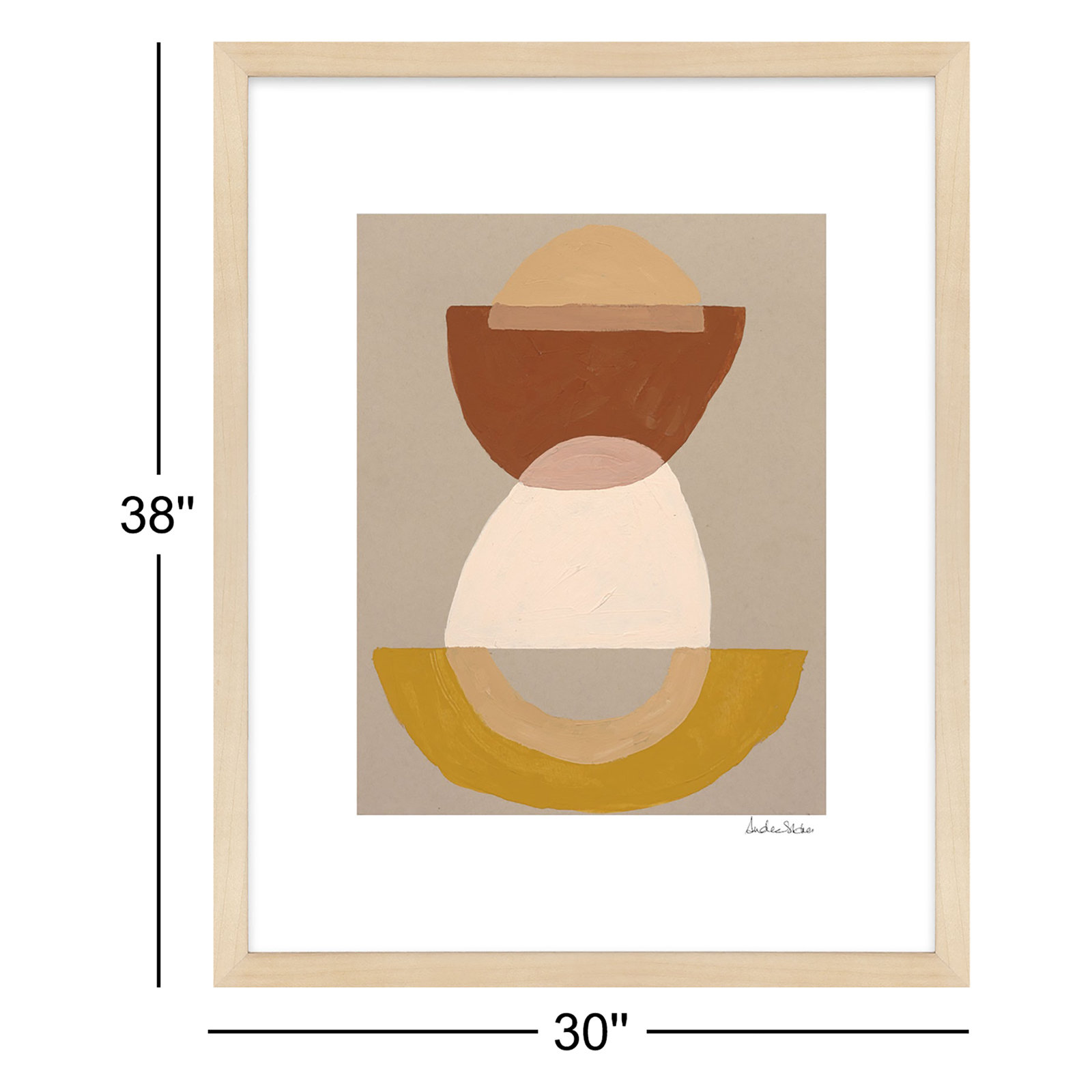 Composition 01 Print by Andrea Stokes, Brown Framed, 38" H x 30" W x 1.25" D