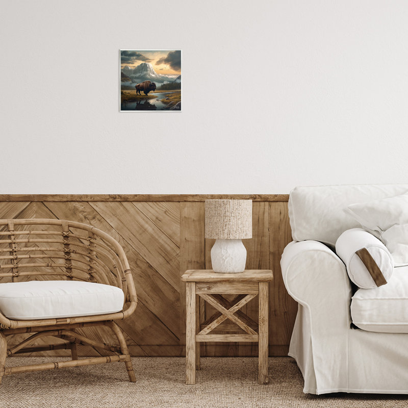 Bison & Vast Mountains Wall Plaque Art by Roozbeh Bahramali