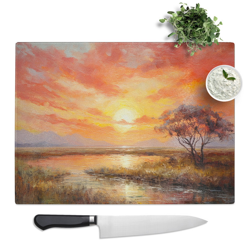 Sunrise Impressionism  Glass Chopping Board