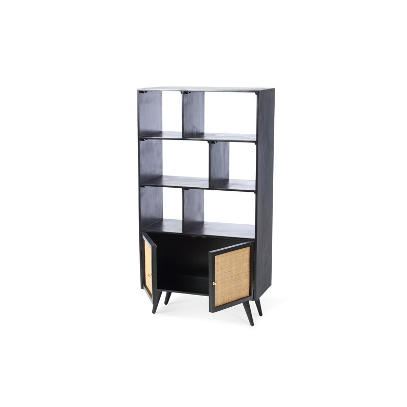 Watheroo 160cm H x 85cm W Solid Wood Standard Bookcase, Black
