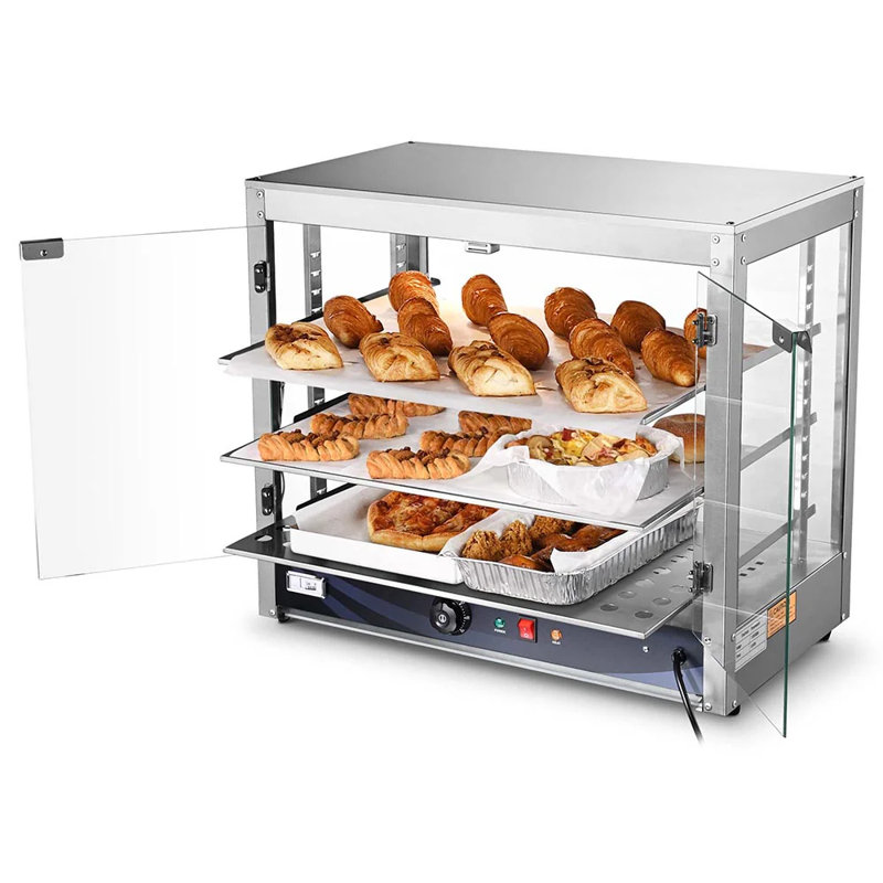 Vitrine de comptoir chauffante commerciale à 3 niveaux Yescom 27 x 15 x 24