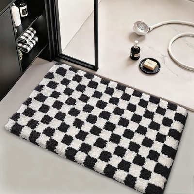 Checkerboard Non-Slip Washable Bath Rug