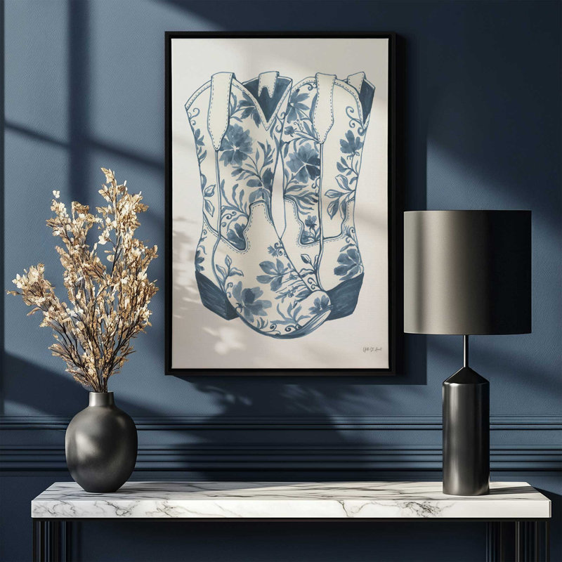 «Kickin It Chinoiserie» par Yvette St. Amant, reproduction d'art, H 16 po x l 12 po, Cadre flottant, Noir