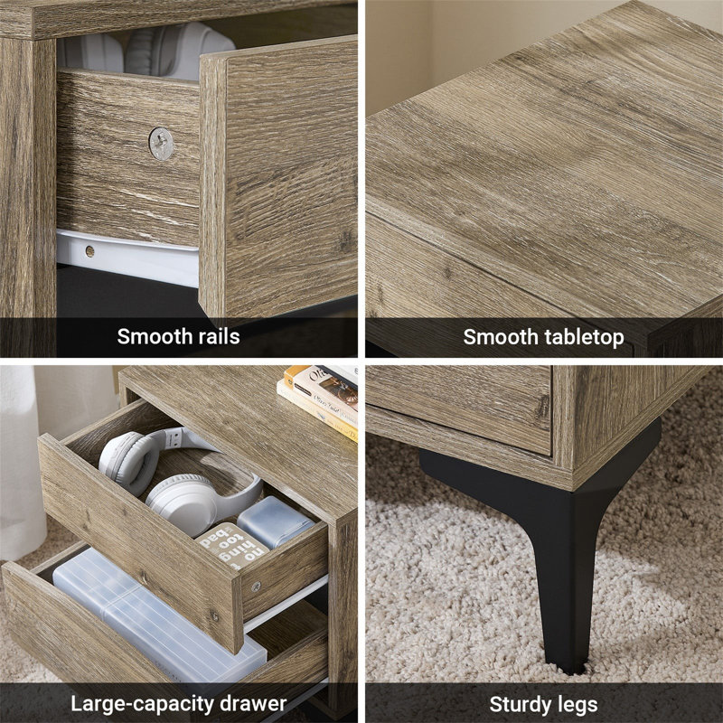 40cm W Manufactured Wood Bedside Table