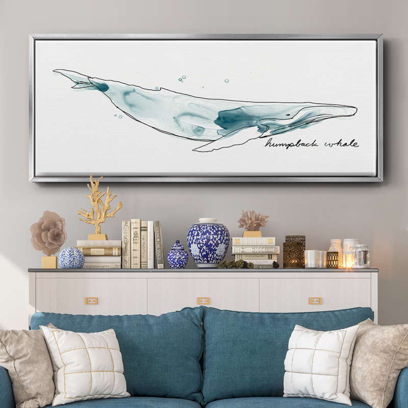 «Whale II», reproduction encadrée sur toile, H 20 po x l 50 po x P 1,5 po, Argent
