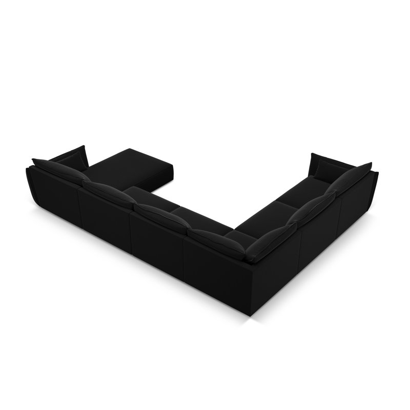 Lillie-Louise 8 Seater Large Corner Sofa , right, Black