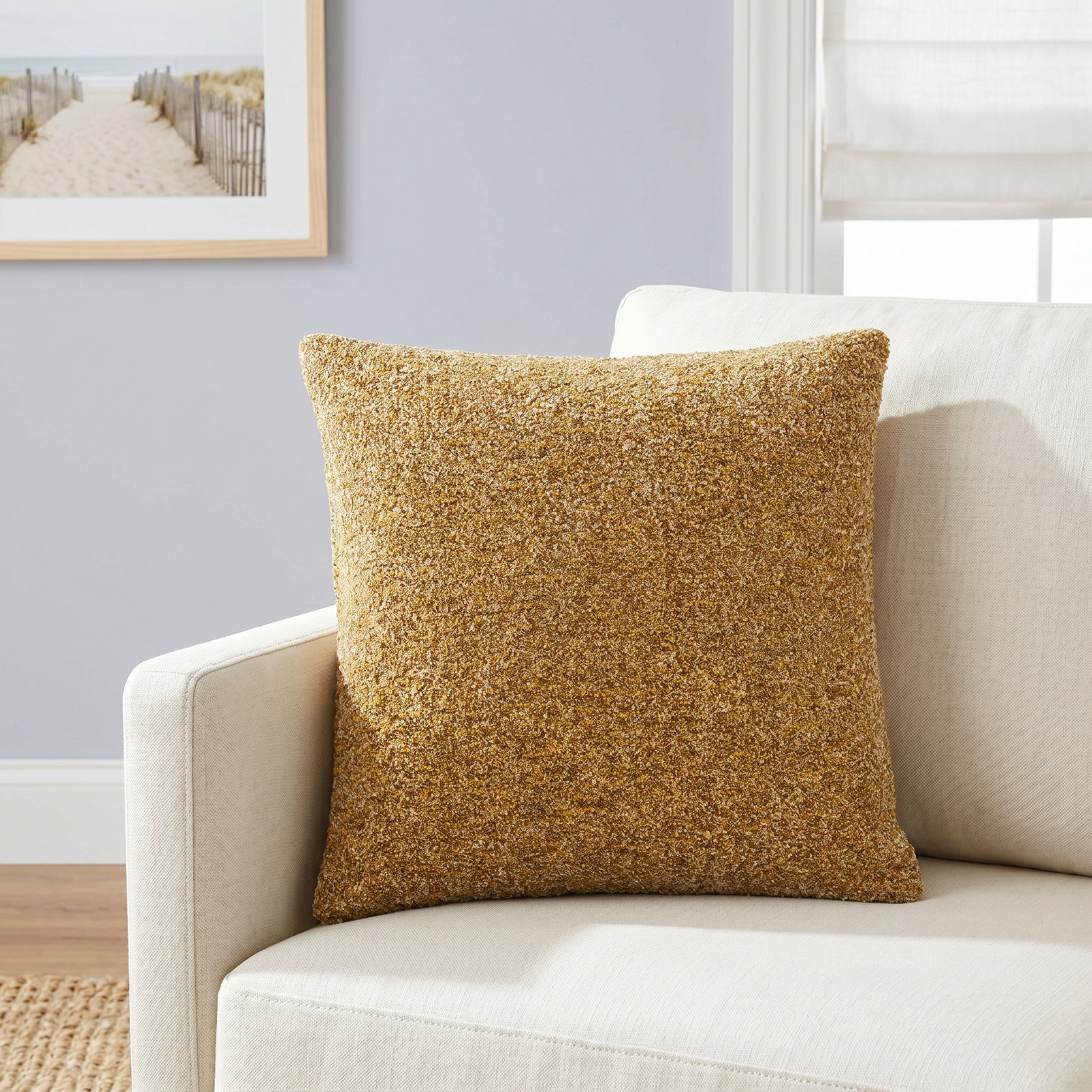 Bobby Throw Pillow, 20" x 20", Mustard, Down