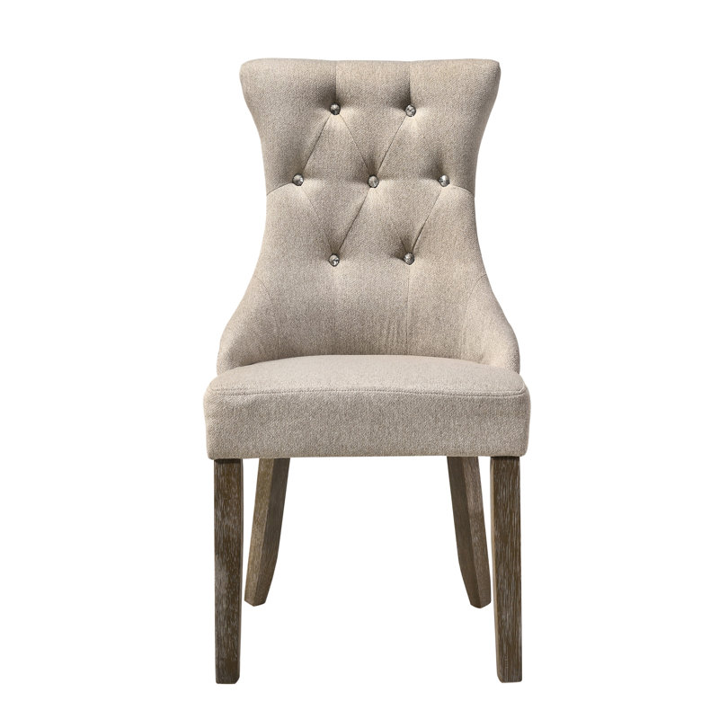 Ensemble de chaises à dossier capitonné beige et gris récupéré (ensemble de 2)