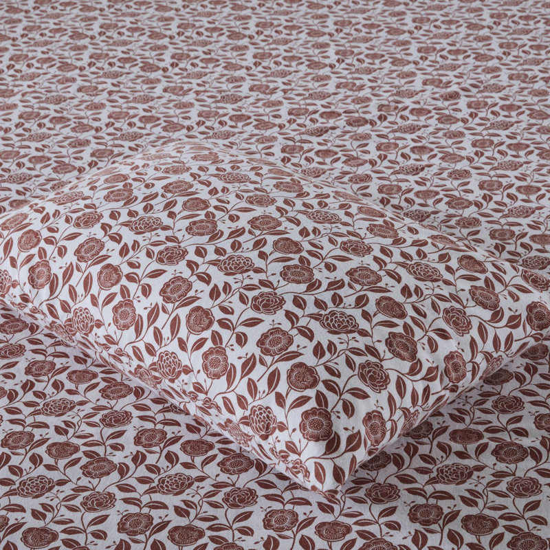 100% flanelle de coton 4 pièces drap de lit rouille luxueux surdimensionné pour matelas de 18 po de hauteur, confort doux, brossé, ajusté, pré-rétréci, comprend 2 taies d'oreiller plates, lavable à la machine jusqu'à