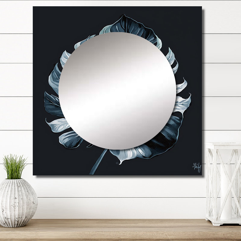Glenita - Art mural miroir floral carré pour salle de bain, 29 po x 29 po