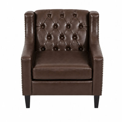 Mid-Century Tufted Armchair with Nailhead Trim