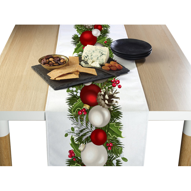 Engle Christmas Garland Border Table Runner, 72" W x 12" L
