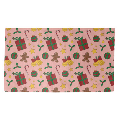 Tapis rose/rouge/jaune fait main