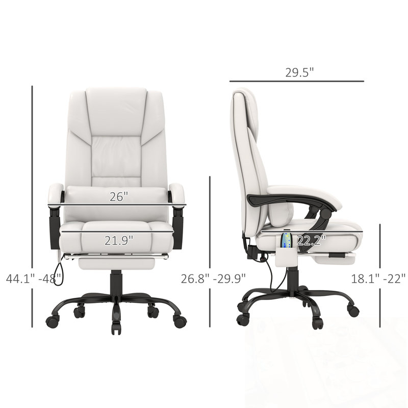 Fauteuil de massage avec 6 points vibrants, repose-pieds et télécommande, Blanc