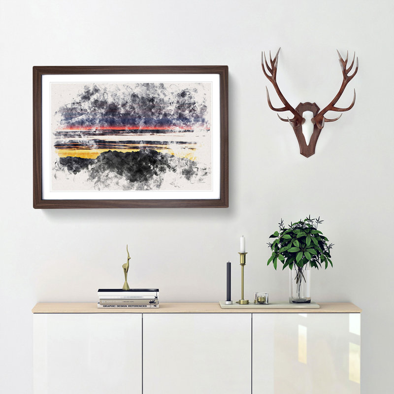 Monte Due Mani Mountain in Italy - Picture Frame Graphic Art Print, 33cm H x 45cm W x 2cm D, Walnut Framed