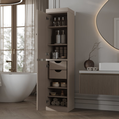 Armoire de rangement 100% bois massif, portes à panneaux surélevés, 2 tiroirs, tablettes réglables, l 16,5 po x L 71,5 po