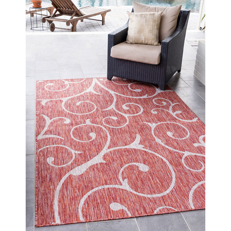 Tapis rouge rouille intérieur / extérieur Coutu, Rectangle 9 pi x 12 pi