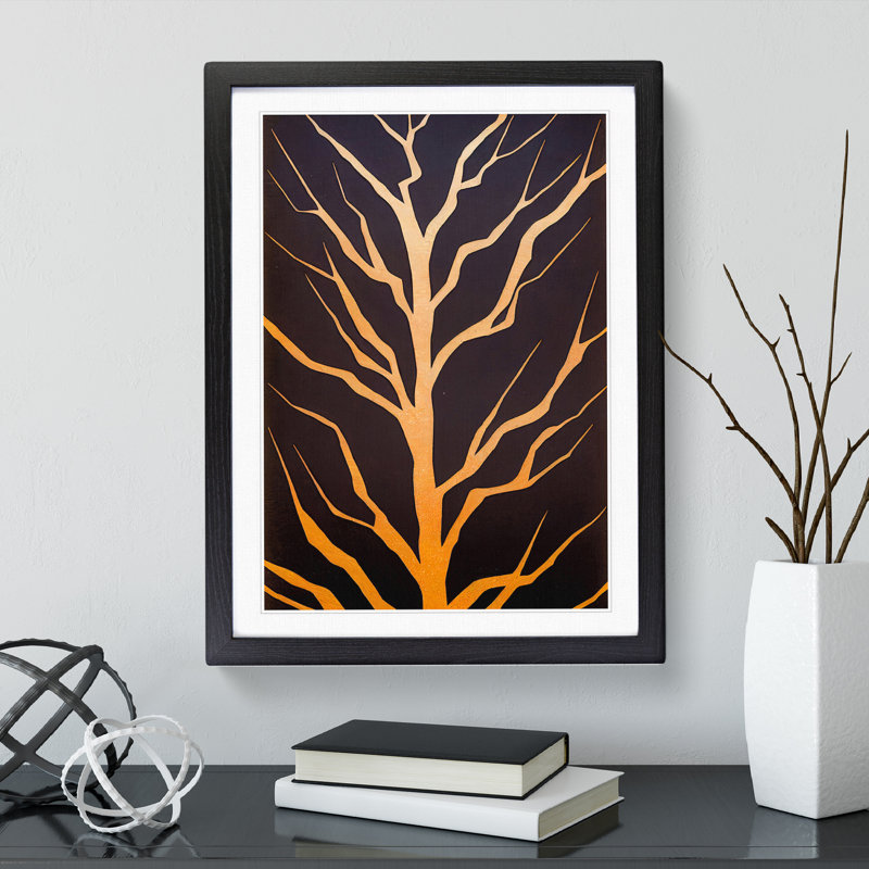 Silhouette Of A Tree No.1 - Single Picture Frame Print, Black Framed, 64cm H x 46cm W x 2cm D