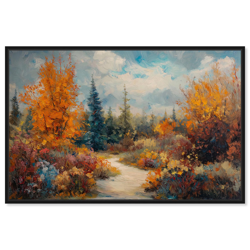 «Autumn's Path II Autum» par Art Remedy, H 11 po x l 16 po, Cadre flottant noir