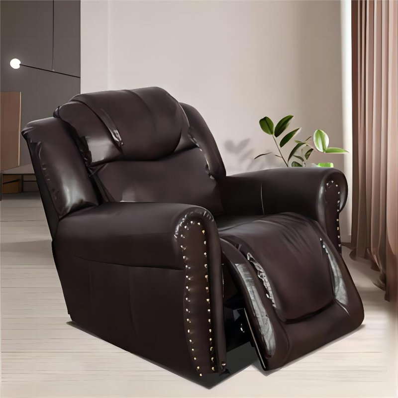 Dundee Faux Leather Recliner, Brown Faux Leather