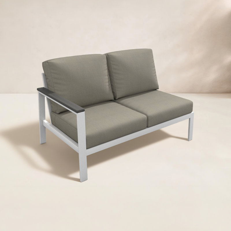 Causeuse modulaire d'extérieur gauche avec coussins Sunbrella, Orienté à gauche (vu de face), Palette colombe