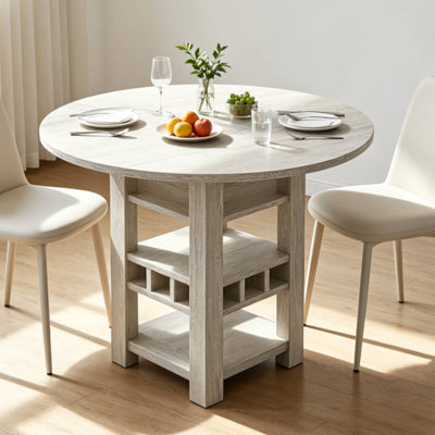 Table de salle à manger ovale à abattants, hauteur comptoir, 90 cm (35,43 po), en bois, style bar de cuisine avec étagères de rangement